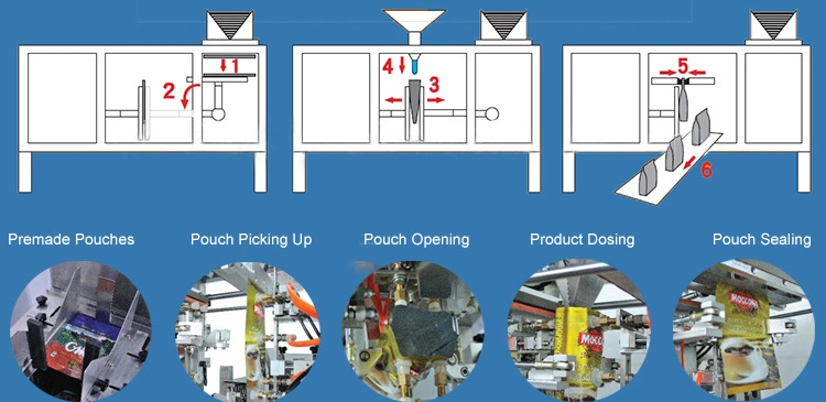 Multi Rotary Grain Packing Machine Automatic Packing Machine, Doypack Pouch Filling and Packing Machine