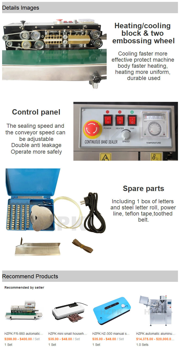 Hzpk Plastic Bag Sealing Machine / Automatic Continuous Band Sealer