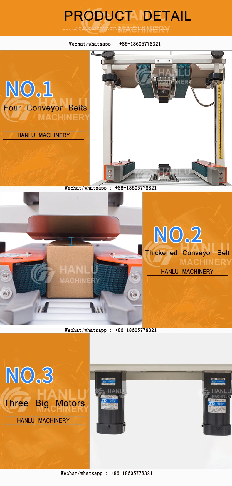 Semi Automatic Carton Sealer Side Conveyor Belt 220V Sealing Machine (Top&side conveyor)