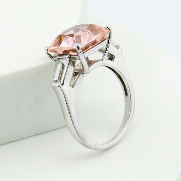 Fashion 925 Sterling Silver Bright Pink Color Zircon for Women Delicate Engagement Rings Fine Jewelry