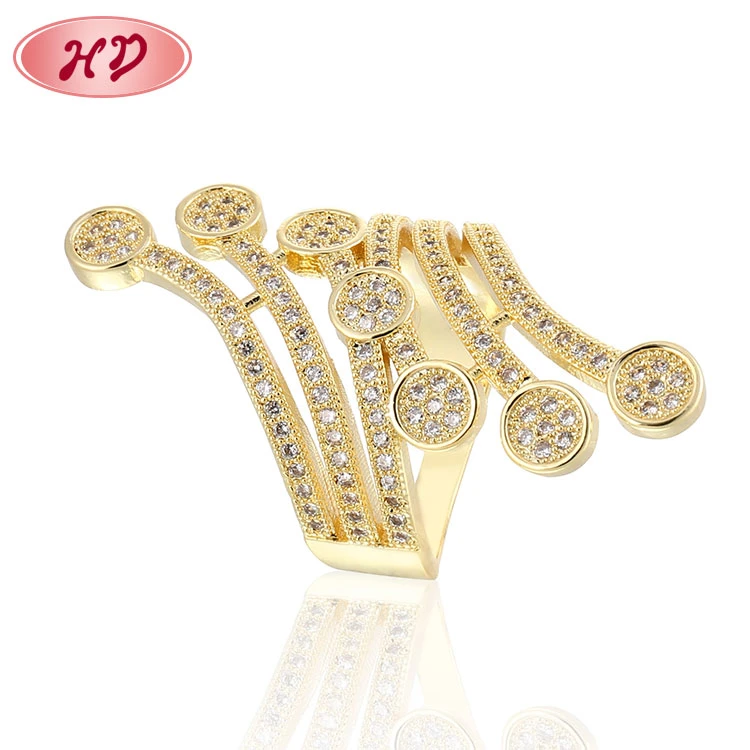 Latest Women Jewelry Ring Unique Designs 18K Gold Filled Zircon Finger Ring for Women