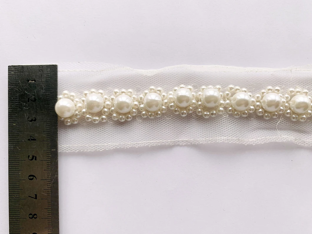 New Garment Accessory Pearl Design Handmade Beaded Lace Trimming
