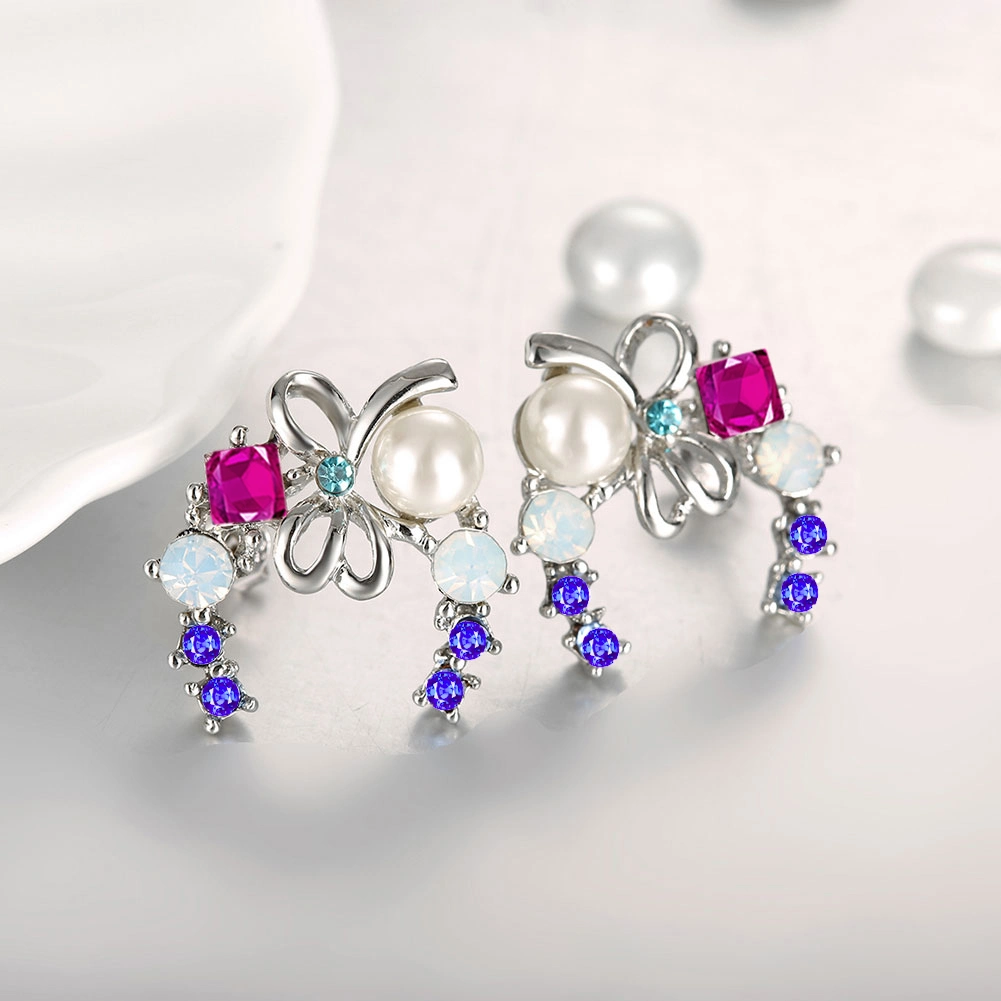 Imitation Pearl Women Earrings Czech Drill Butterfly Shape Pearl Women Earrings Pearl Jewelry