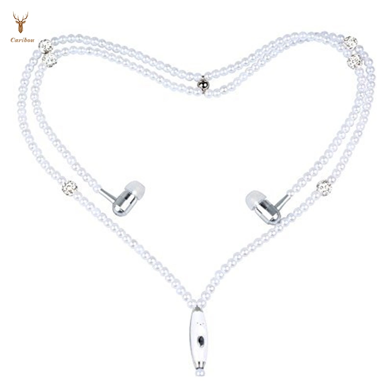 Fashionable Pearl Necklace Earphones Jewelry Beads Earbuds