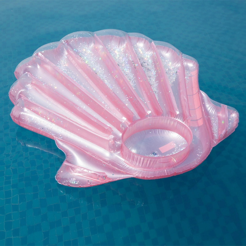 Outdoor Summer Water Play Equipment Toys Inflatable PVC Eco-Friendly Pink Glitter Seashell Pool Float