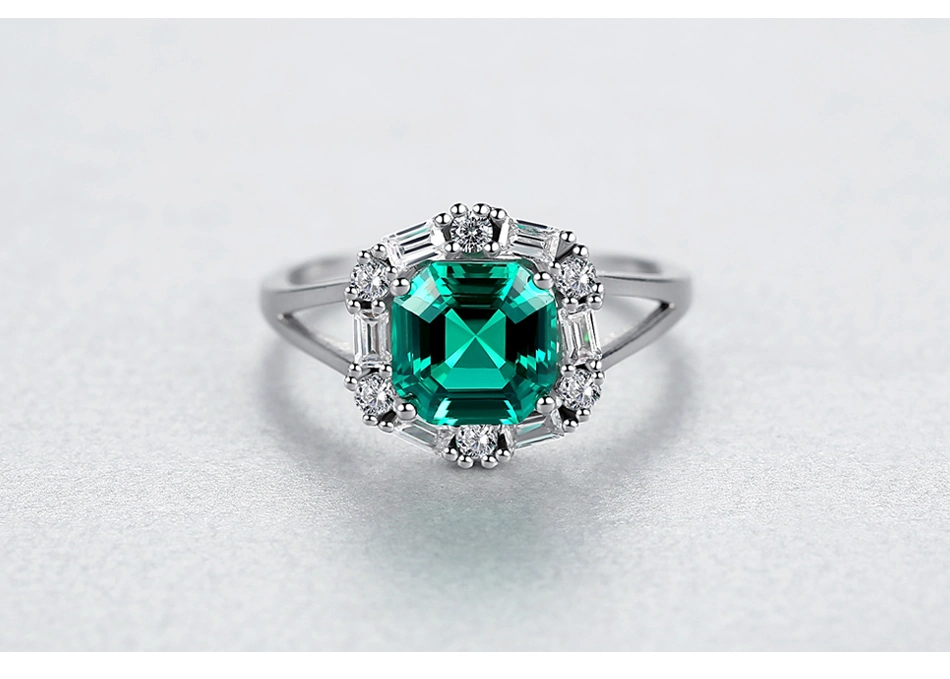 Genuine 925 Sterling Silver Emerald Green Gemstone Rings