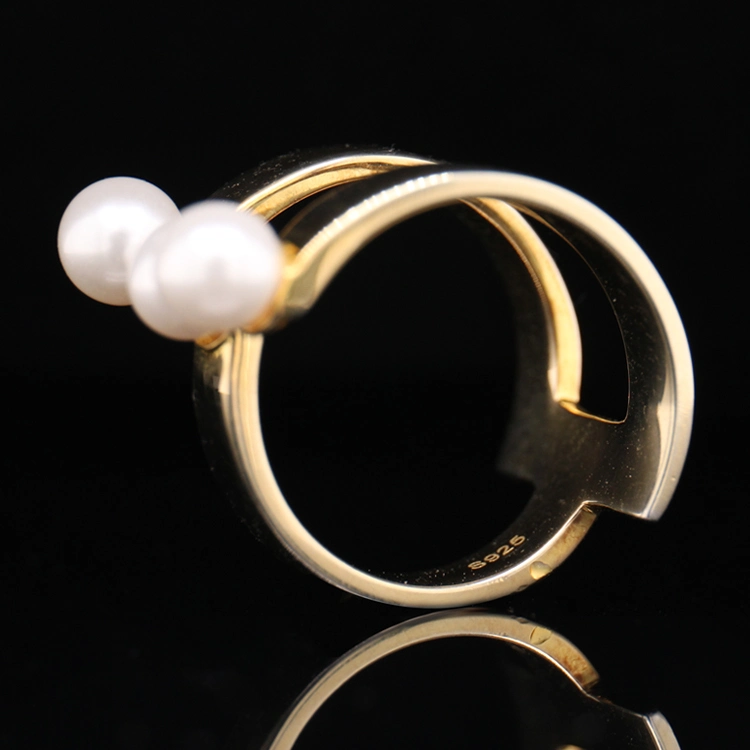 Hot Sale Stainless Steel Ring Shell White Pearl Bead Rings with Pearl