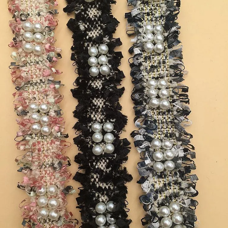 Pearls Lace Trim Beads to Decorate Tassel Ribbon Lace Trimmings for Dress