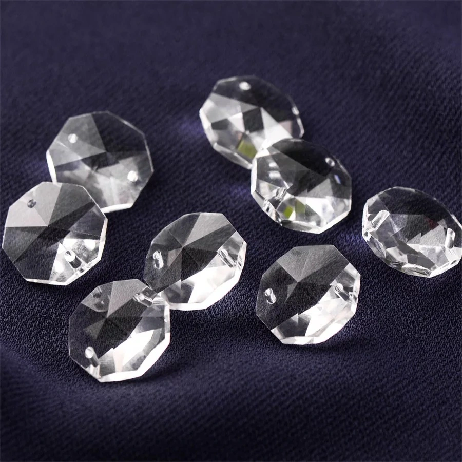 Asfour 30% Lead Crystal 16mm Clear Crystal Octagon Prism Beads