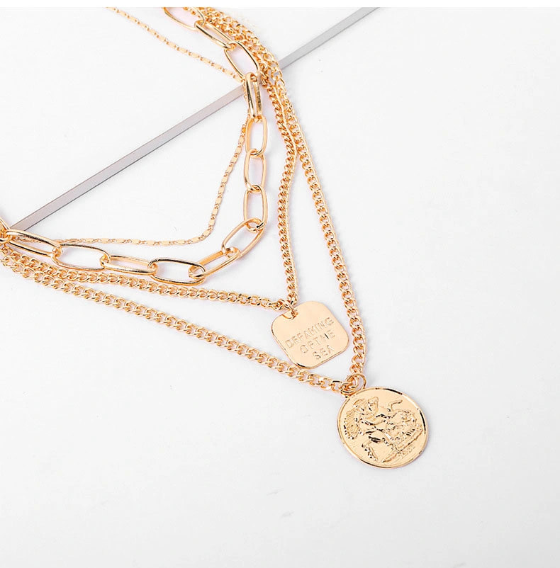 Alloy Multi-Layer Necklace Pendant of European and American Coins