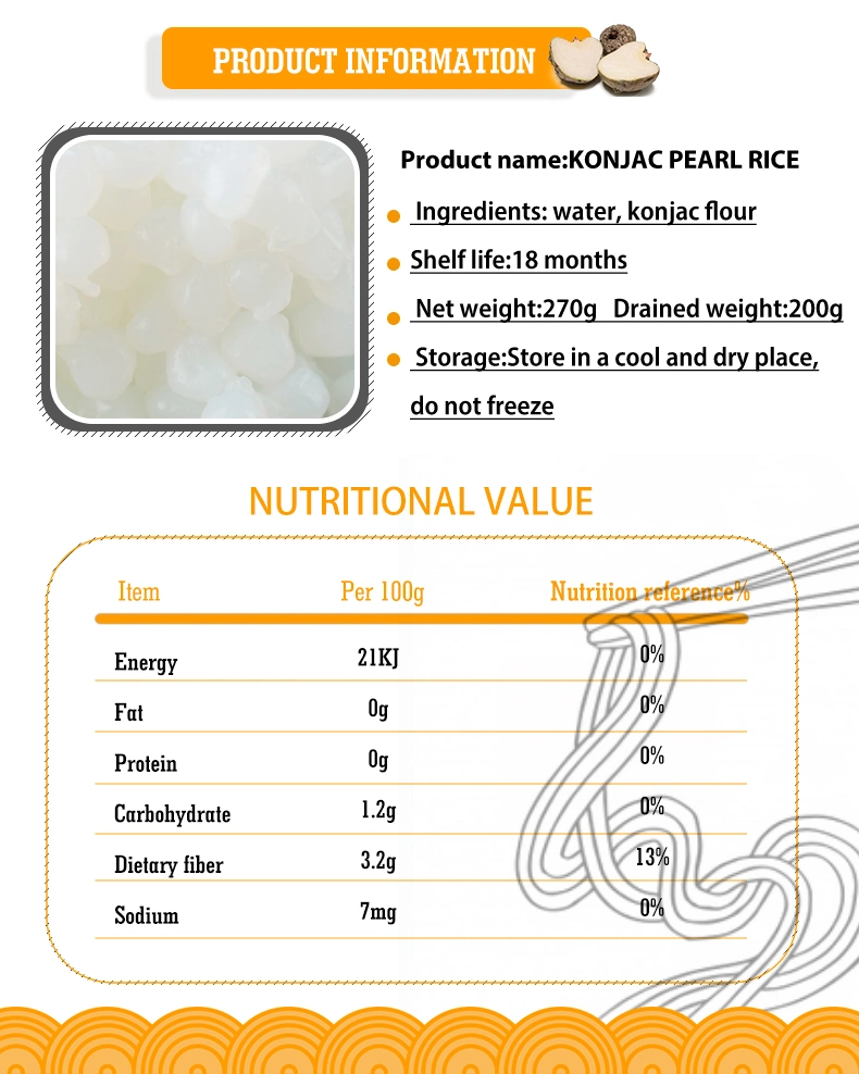 Most Popular Healthy Food Konjac Pearl Rice Shirataki Rice Low-Salt Konjac Rice