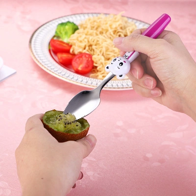 Creative Cartoon 304 Stainless Steel Children Tableware Baby Eating Spoon Fork Fruit Scraping Mud Spoon Lovely