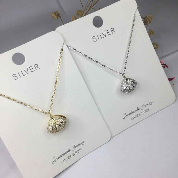 Wholesale Fashion Gold Plated Jewellery 925 Sterling Silver Jewelry Shell Shaped Pendant Necklace with Cubic Zircon