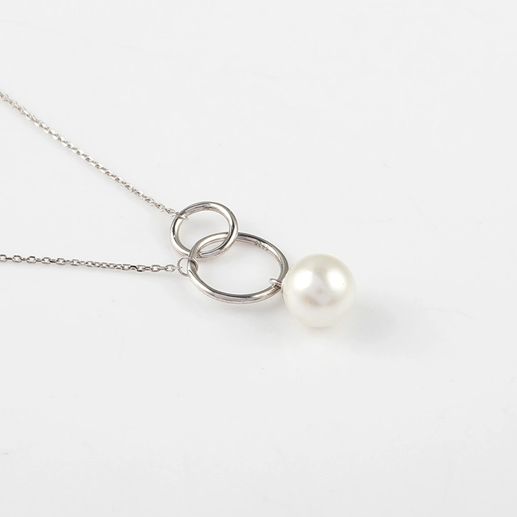 Fashion Jewelry Unique Circle 925 Sterling Silver Diamond Jewelry Pearl Necklace
