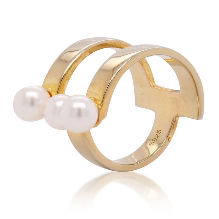 Hot Sale Stainless Steel Ring Shell White Pearl Bead Rings with Pearl
