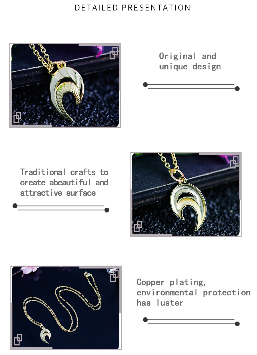 Original Style Unique Design Jewelry, Crescent-Shaped Pendant Necklace