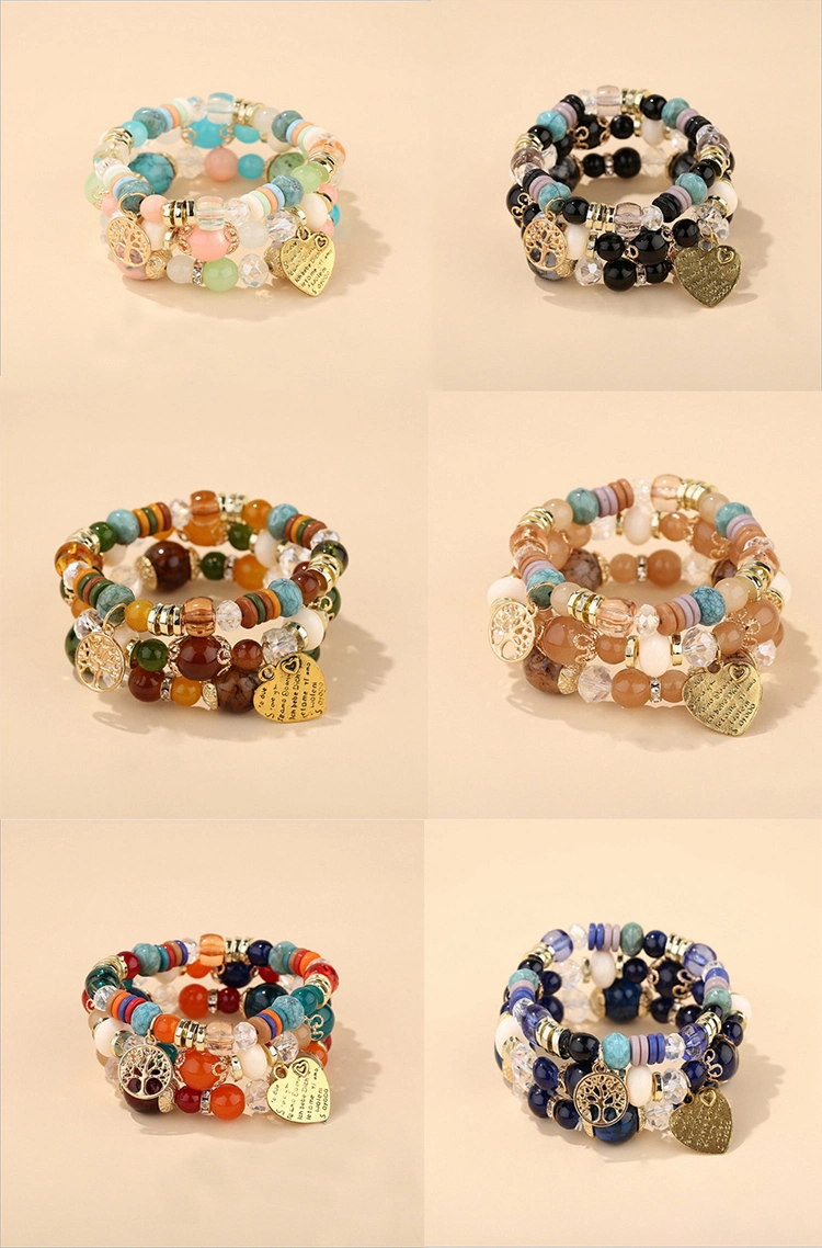 Retro Tassel Multi-Layer Color Matching Beaded Bracelet Hand-Woven Female Bracelet Jewelry