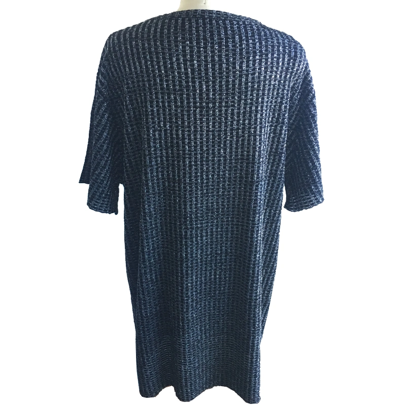 Women's Loose Dress Round Neck Short Sleeve Metallic Sweater+Foil Print