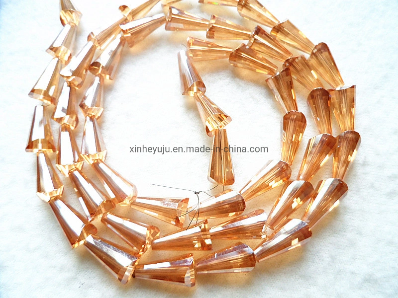 Champagne Crystal Glass Bead 2 Holes Clear Octagon Prism Bead