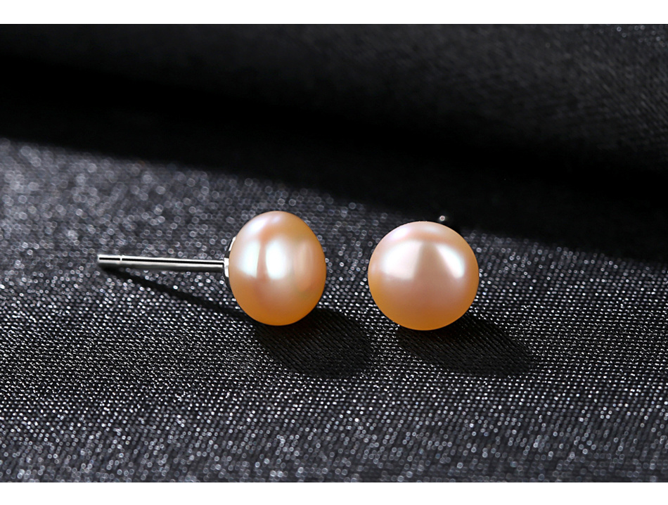 Elegant Simple Silver Freshwater Pearl Stud Earrings