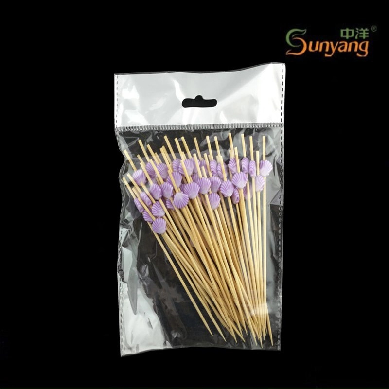 Cheap Disposable BBQ Crafts Bamboo Skewers/Sticks with Decorative Purple Shell