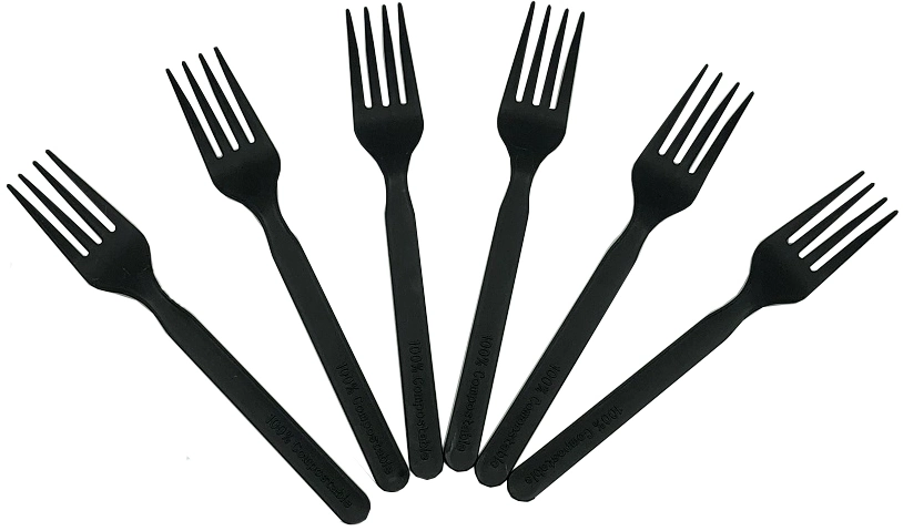 Biodegradable Disposable Plastic Forks Black Compostable Fork Cutlery Tableware PLA Forks