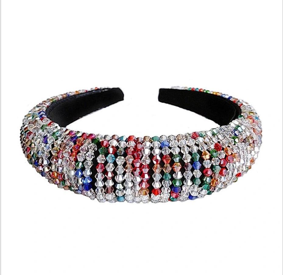 Fashion Crystal Beaded Headband Headdress Rice Beaded Pressed Hair Band Hairpin