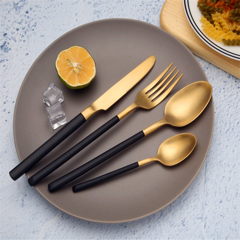 Stainless Steel Knife, Fork and Spoon Creative Spray Painting Gold Plated Spoon Tea Spoon Hotel Western Restaurant Steak Knife and Fork