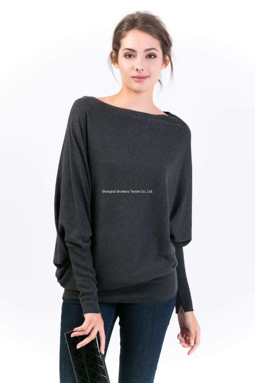 Silk Cashmere Blends Women's Round Neck Pullover Loose Fit Sweater