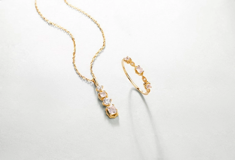 Real Gold Jewelry Necklace Pendant Fine Solid Gold White Crystal Pendant
