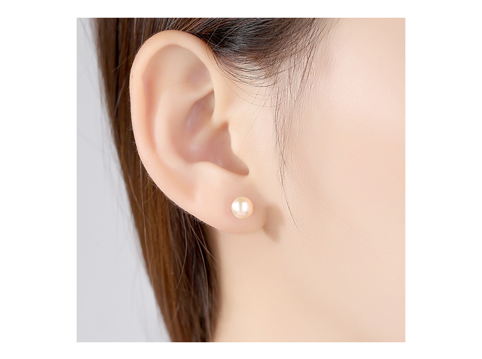 Elegant Simple Silver Freshwater Pearl Stud Earrings
