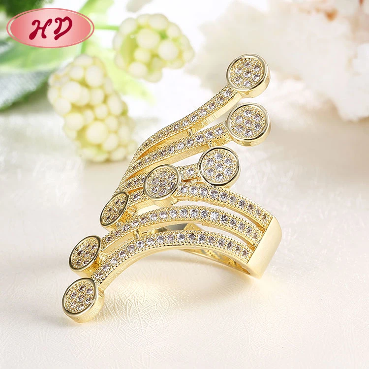 Latest Women Jewelry Ring Unique Designs 18K Gold Filled Zircon Finger Ring for Women