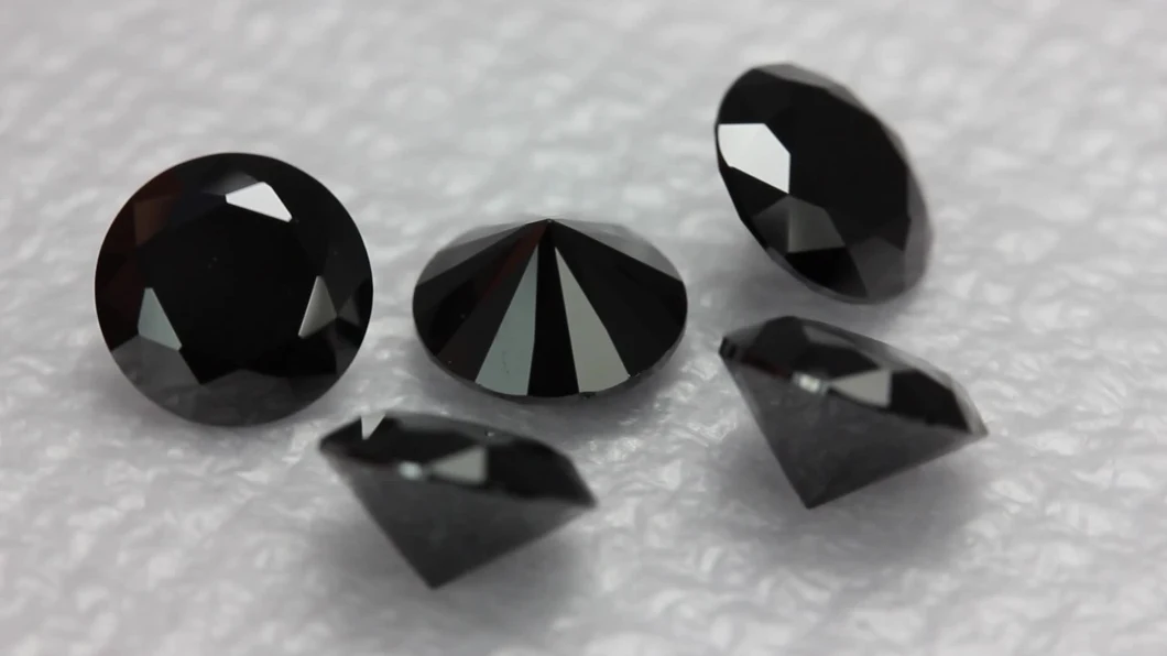 Gemstone Cubic Zirconia Black Color Round Shape CZ Stone Loose Gemstone