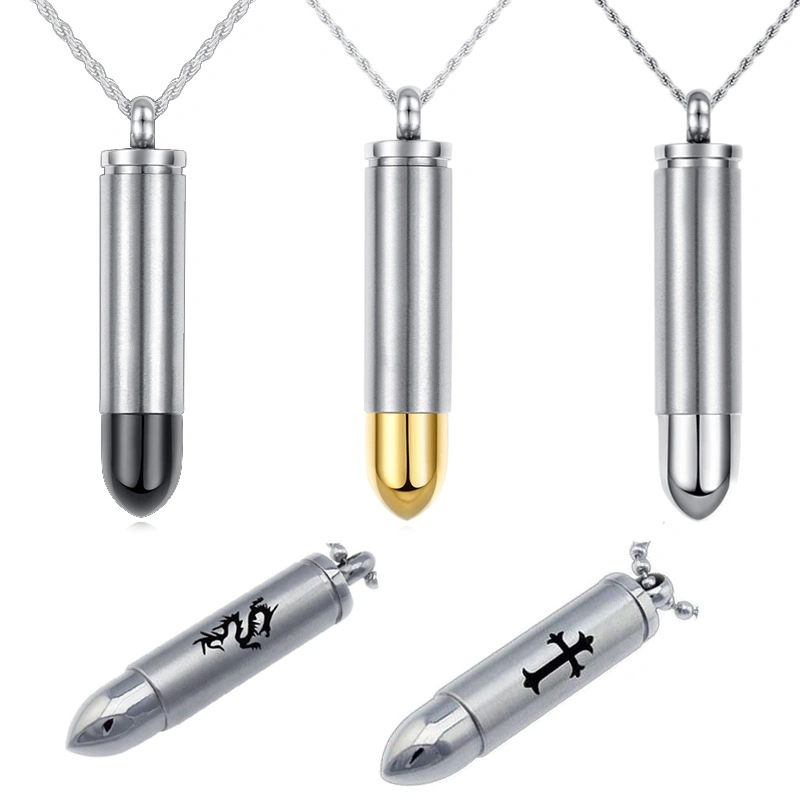 2017 Men Husband Cool Bullet Pendant Can Put Perfume Titannium Stainless Steel with Chain Necklace Jewelry