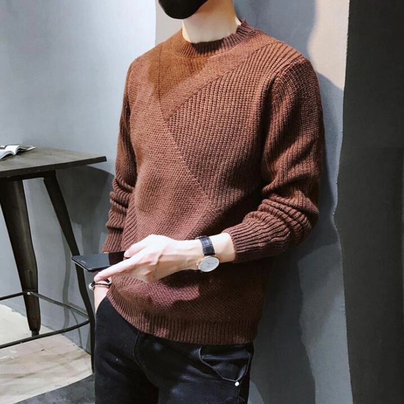 Mens Loose Round Neck Jumper Plain Basic Pullover Basic Sweater