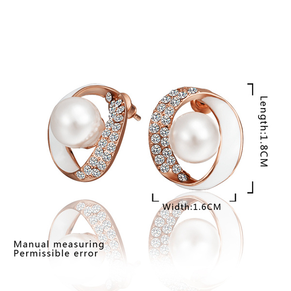 Zinc Alloy Pearl Fashion Women Earrings Imitation Pearl Women Jewelry Rose Gold Plated