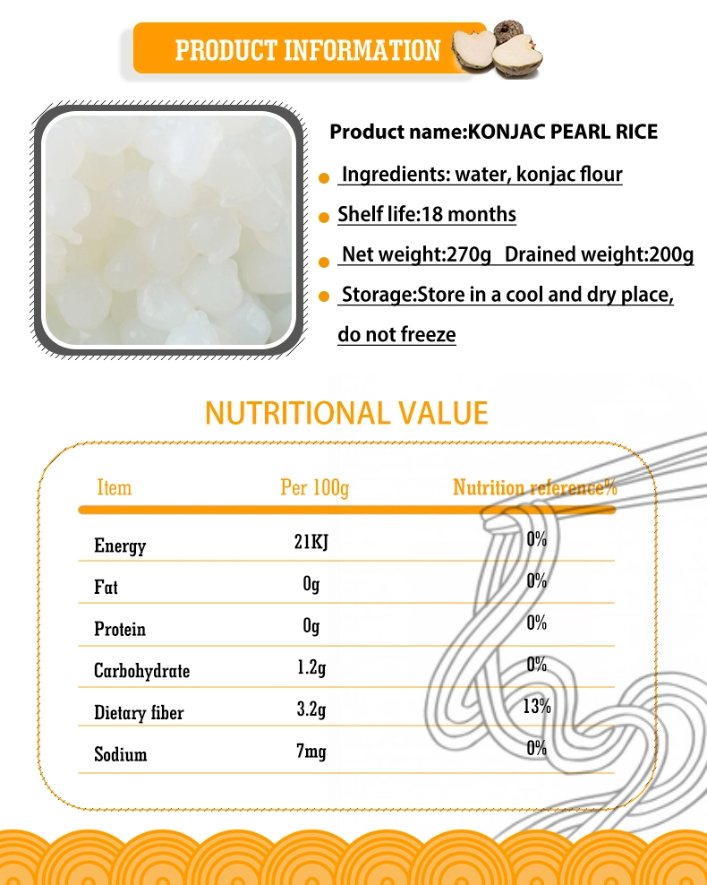 Diet Food Sugar Free Shirataki Rice Pearl Konjac Rice