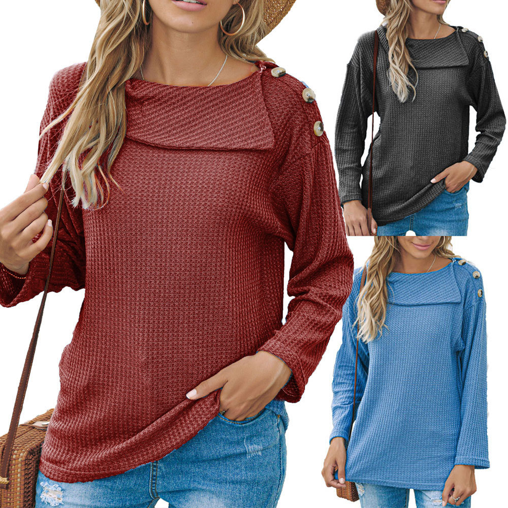 Women's Casual Long Sleeve Round Neck Loose Tunic T Shirt Blouse Tops