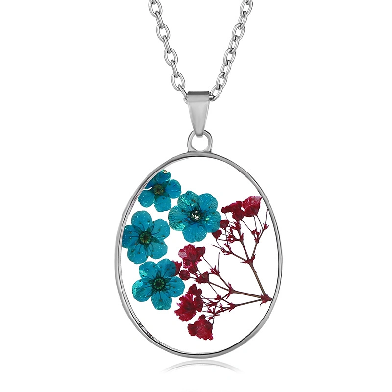 Fashion Jewelry for Women Clear Resin Pressed Real Dried Flower Choker Necklace