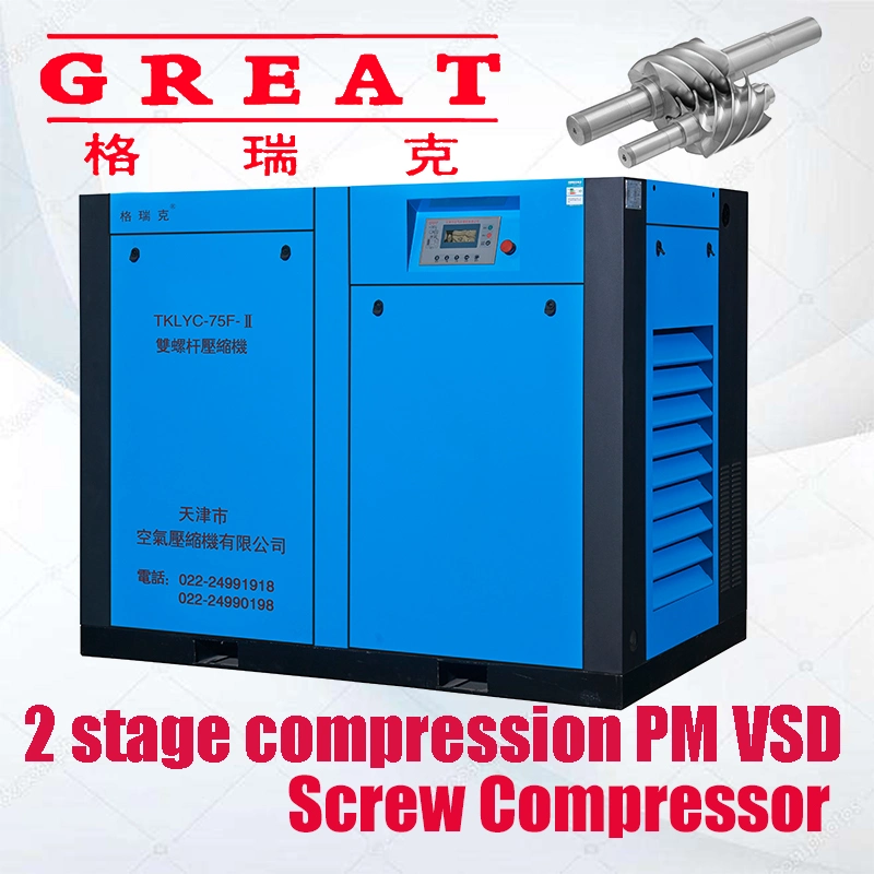 China Factory Supply 185kw/250HP Two-Stage Compression Rotary Screw Air Compressor in Tianjin