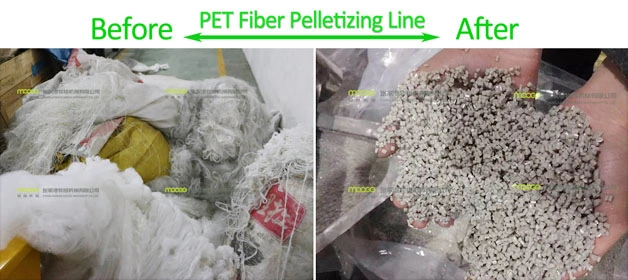 waste PET fiber pelletizing line / polyester fiber granulator