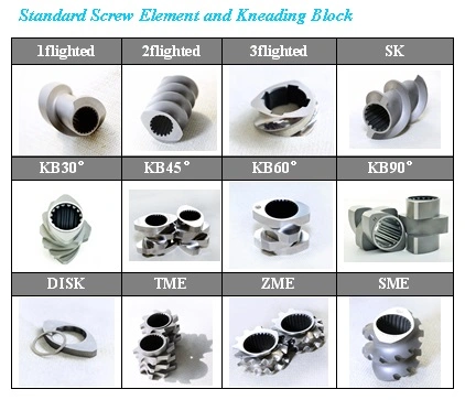 PE PP PA PC Plastic Twin Screw Extruder Spare Parts Screw Elements