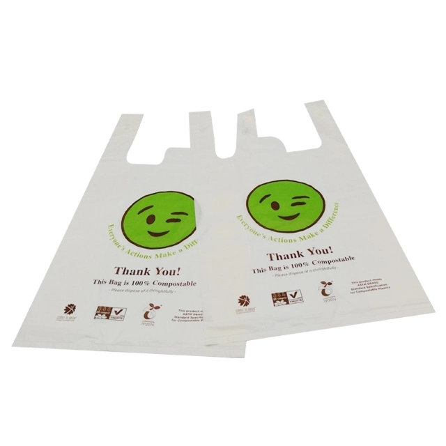 Wholesale Eco Friendly Packaging Bag 100% Biodegradable Plastic Handbags with Logo Printed Plastic Bag Biodegradable