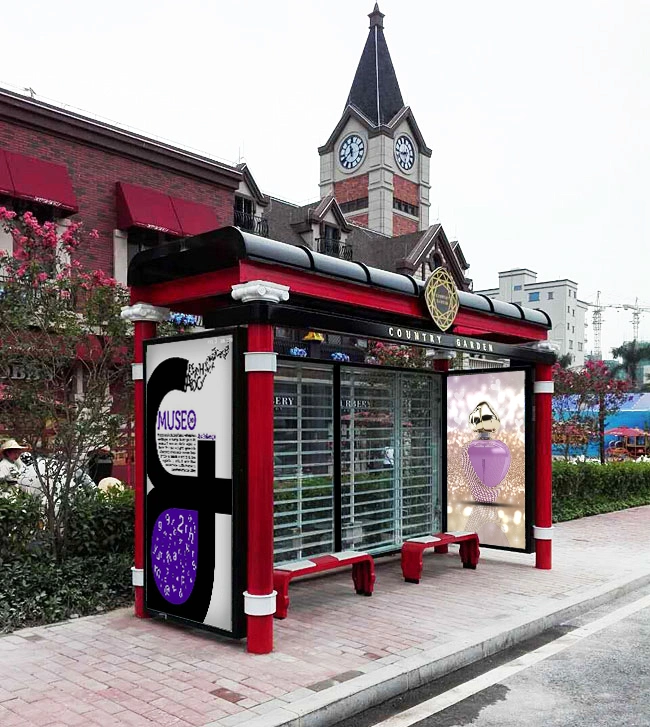 Passenger Waiting Bus Shelters in Stainless Steel Solar Power for Bus Stand Rain Shelter