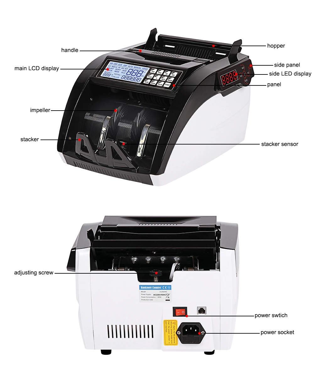 Portable Automatic Money Counter for Multiple Currency Bill Counter Banknote Counting Machine