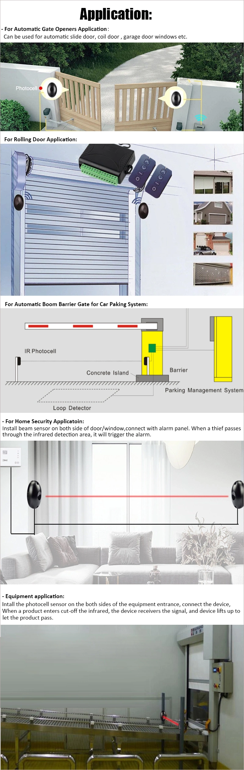 Wholesale Single Beam Infrared Radiation Detector Automatic Door Light Sensor Burglar Alarm Infrared Alarm Detector