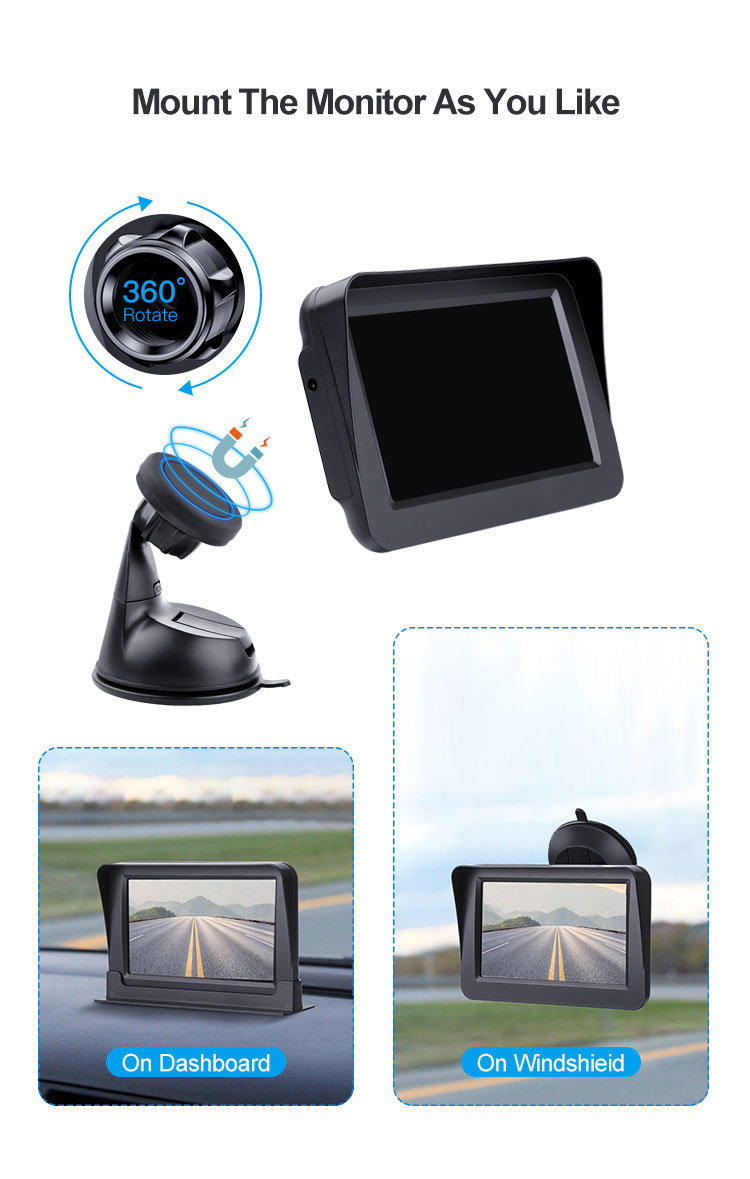 4.3 Inch Monitor with Night Vision Color Image Vehicle Camera