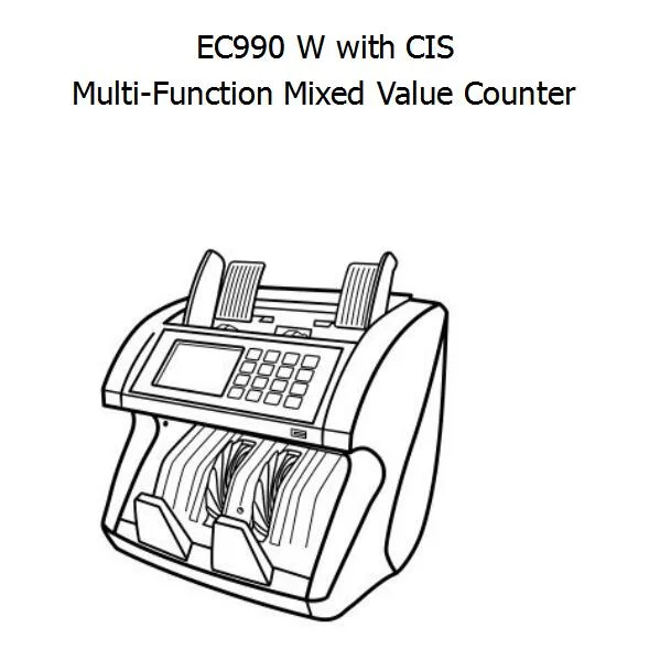 Professional Ec990 Cis Mixed Value Counter Read Series Number Money Counter /Bill Counter with Mg, Mt, UV, IR Fast Counting Speed 1200PCS/Min