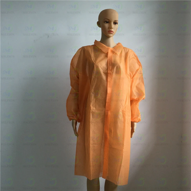 Disposable Non Woven Lab Coat/PP Visitor Coat/Nonwoven Disposable Visitor Coat
