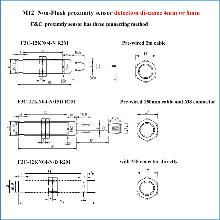 Screw Counting M12 Tubular 4mm Sensing PNP Inductive Proximity Sensor